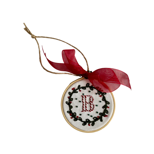 Monogrammed Embroidery Hoop Christmas Ornament